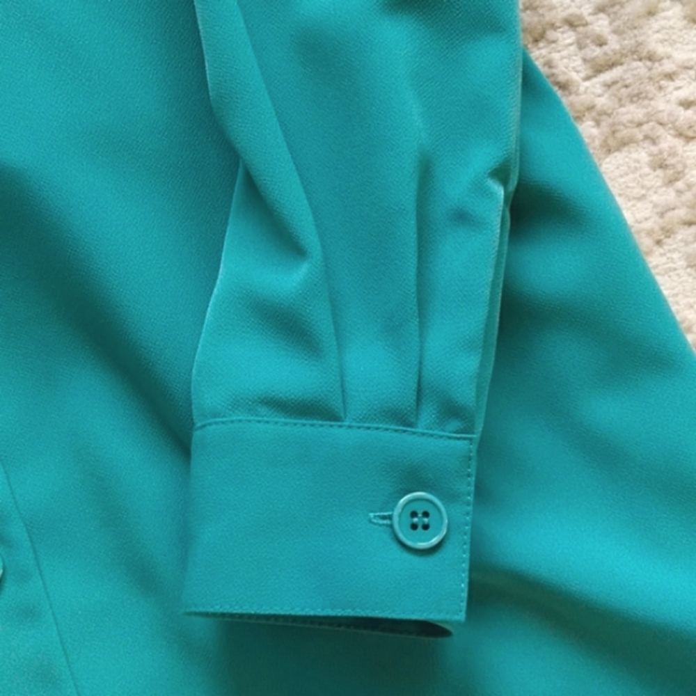 Appleseed's Petite Button Down Blouse Shirt 6 Petite Green - Picture 9 of 13